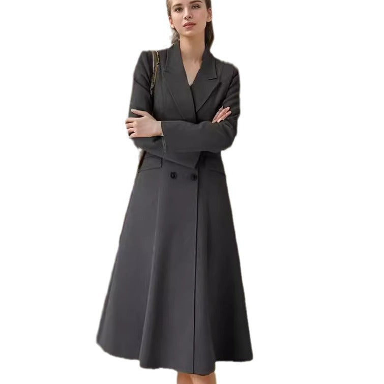 Damer elegant ull trenchcoat med dubbel knapprad Mirla-Eva Jonsson
