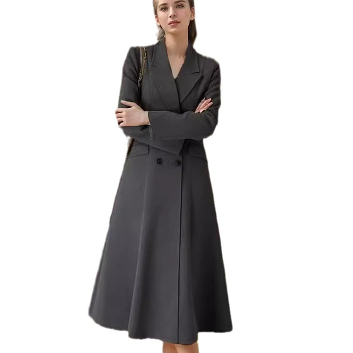Damer elegant ull trenchcoat med dubbel knapprad Mirla-Eva Jonsson