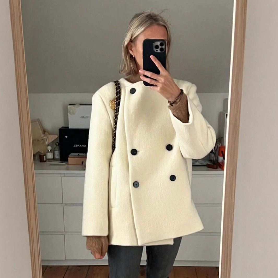Damer elegant ulljacka med dubbel knapprad Mirla-Eva Jonsson