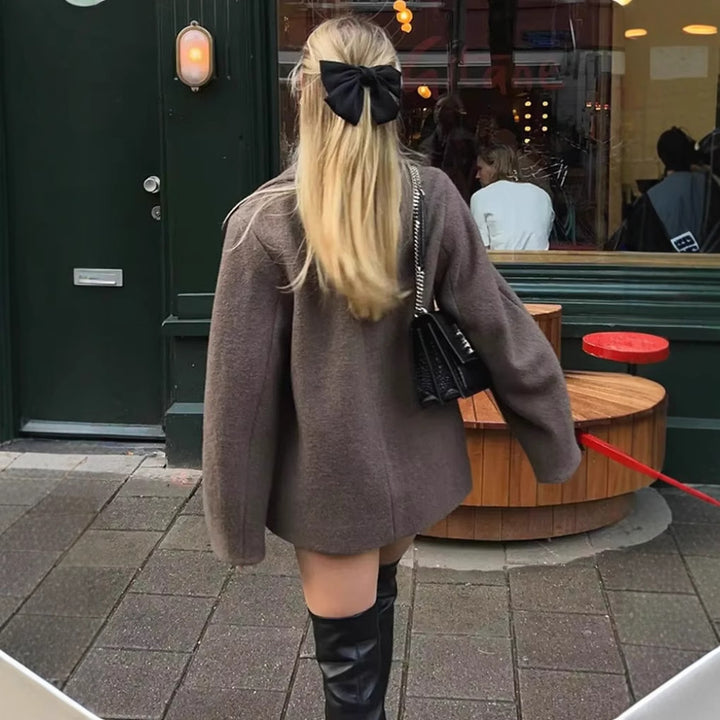 Damer elegant ulljacka med modern revers Mirla-Eva Jonsson