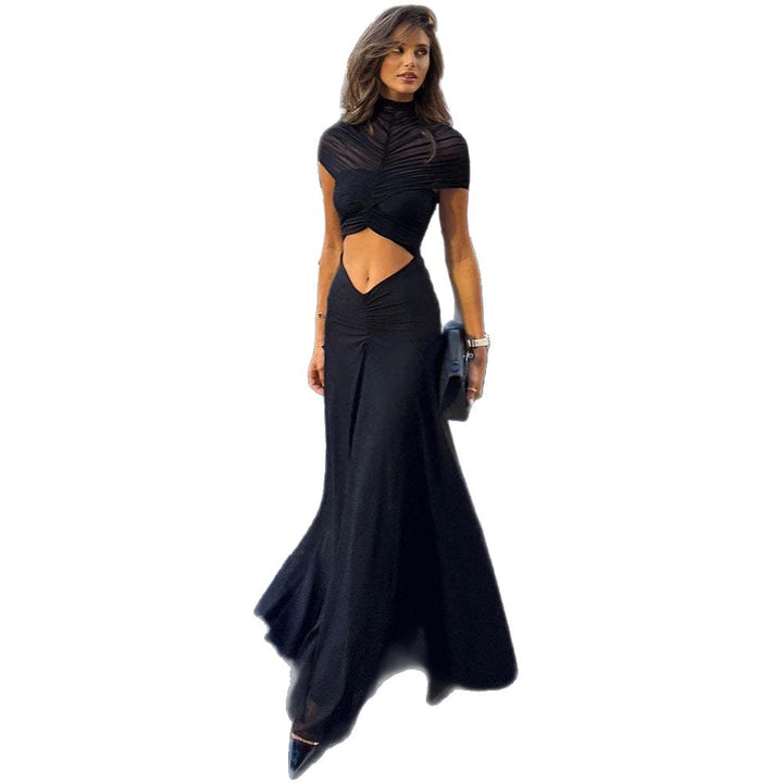 Damer elegant v-wrap topp med figursydd silhuett och flödande kjol Mirla-Eva Jonsson