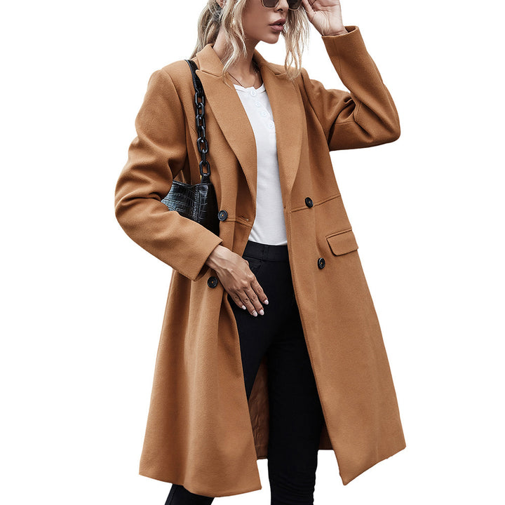 Damer elegant vändbar kappa med reverskrage och dubbel knappslående Eva Jonsson-Eva Jonsson