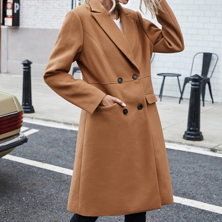 Damer elegant vändbar kappa med reverskrage och dubbel knappslående Eva Jonsson-Eva Jonsson