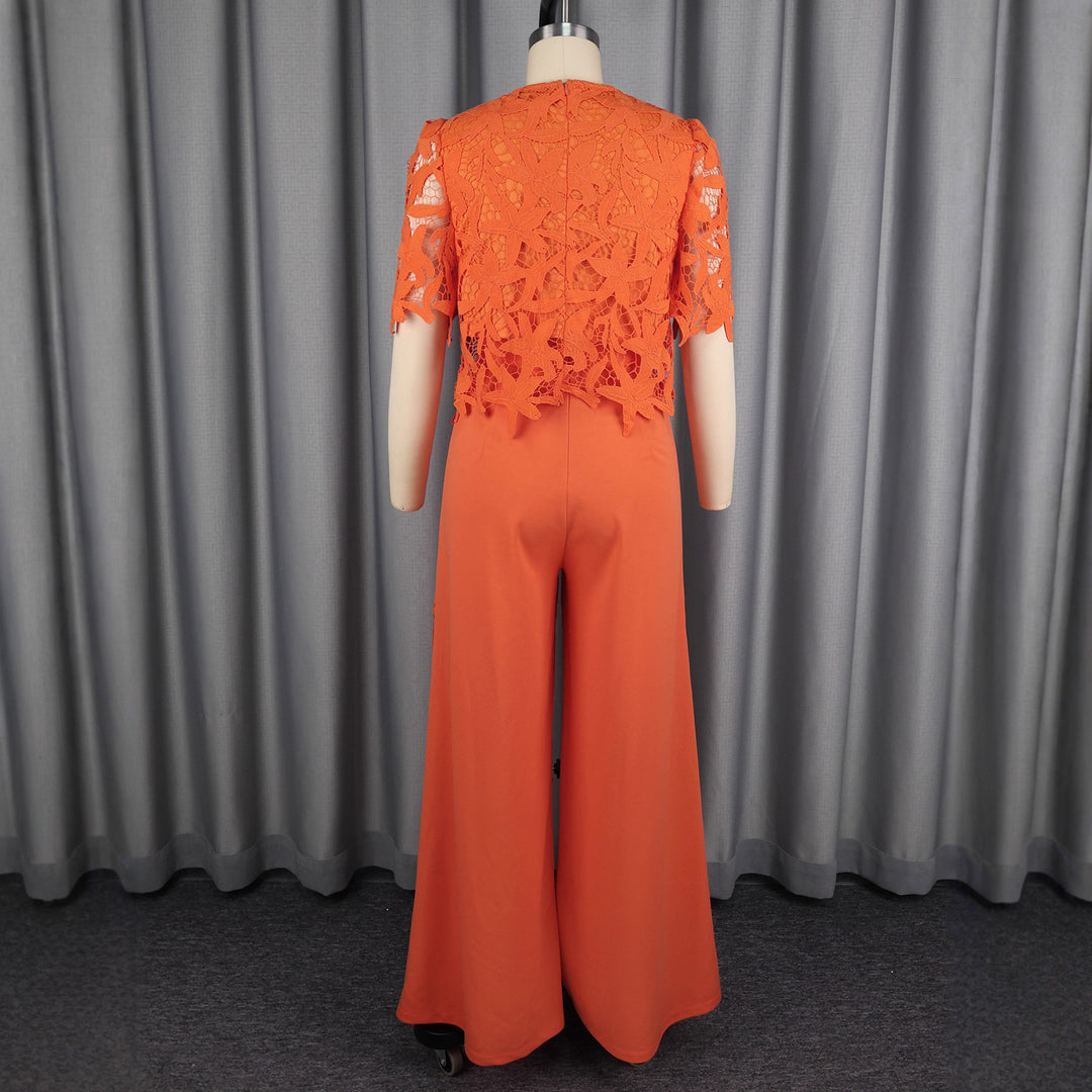 Damer elegant vida byxor med 3D broderade spetsdetaljer Mirla-Eva Jonsson