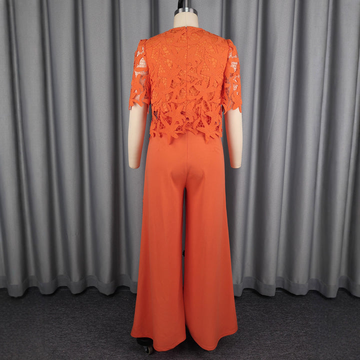 Damer elegant vida byxor med 3D broderade spetsdetaljer Mirla-Eva Jonsson