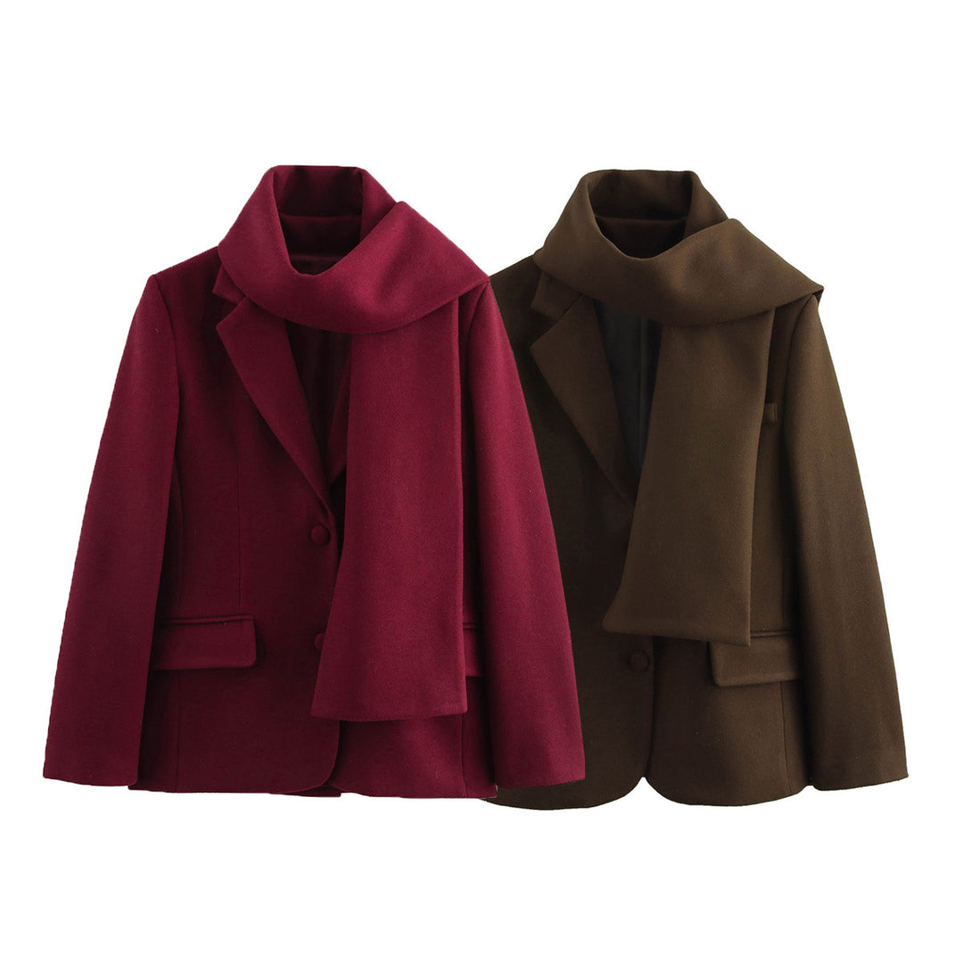 Damer elegant vinterkappa med snygg krage och matchande scarf Mirla-Eva Jonsson