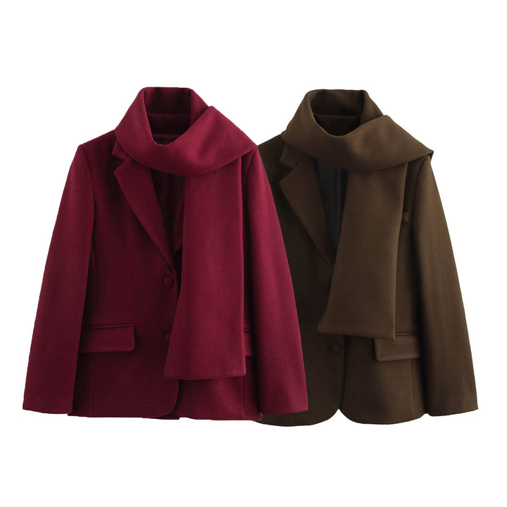 Damer elegant vinterkappa med snygg krage och matchande scarf Mirla-Eva Jonsson