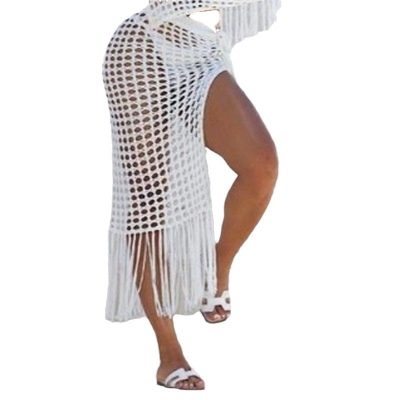 Damer elegant virkad strandsarong med fransad avslutning Mirla-Eva Jonsson