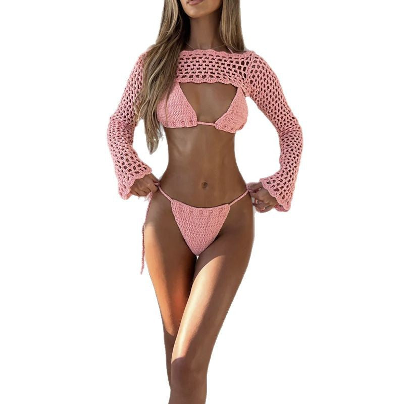 Damer elegant virkat bikini-set med genomborrad topp och justerbara axelremmar Mirla-Eva Jonsson