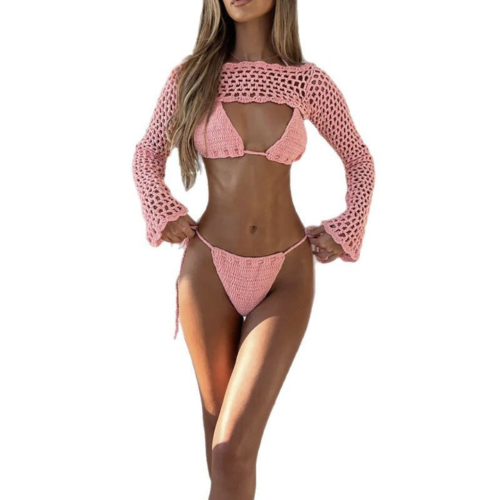 Damer elegant virkat bikini-set med genomborrad topp och justerbara axelremmar Mirla-Eva Jonsson