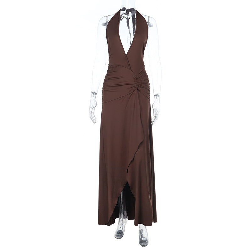 Damer elegant wrap dress med djup V-hals och asymmetrisk kjol Mirla-Eva Jonsson