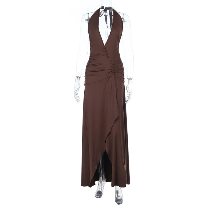 Damer elegant wrap dress med djup V-hals och asymmetrisk kjol Mirla-Eva Jonsson
