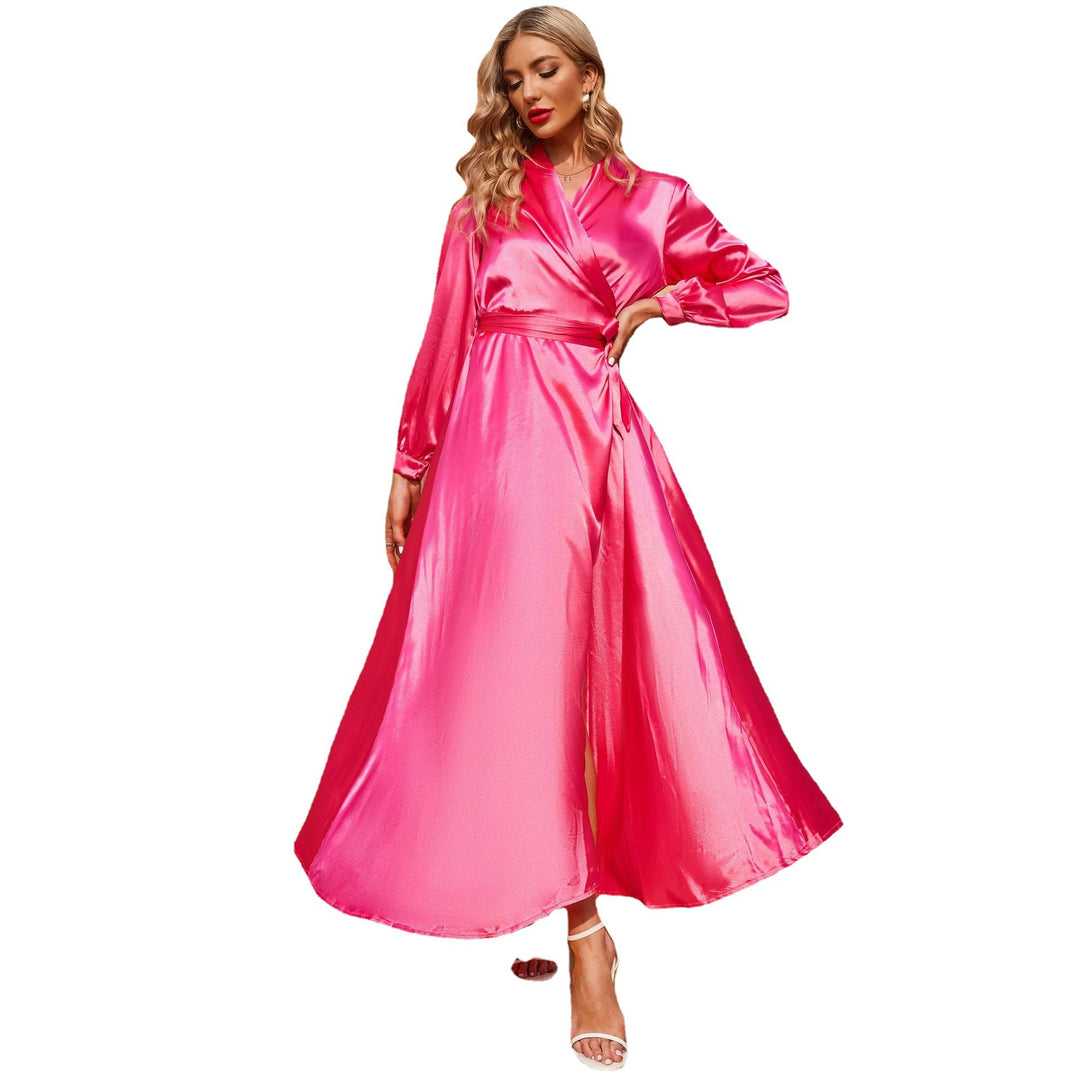 Damer elegant wrap klänning med glamorös slits halsringning Mirla-Eva Jonsson