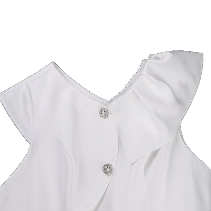 Damer elegant wrap-klänning med volangkant och glittrande knappdetaljer Mirla-Eva Jonsson