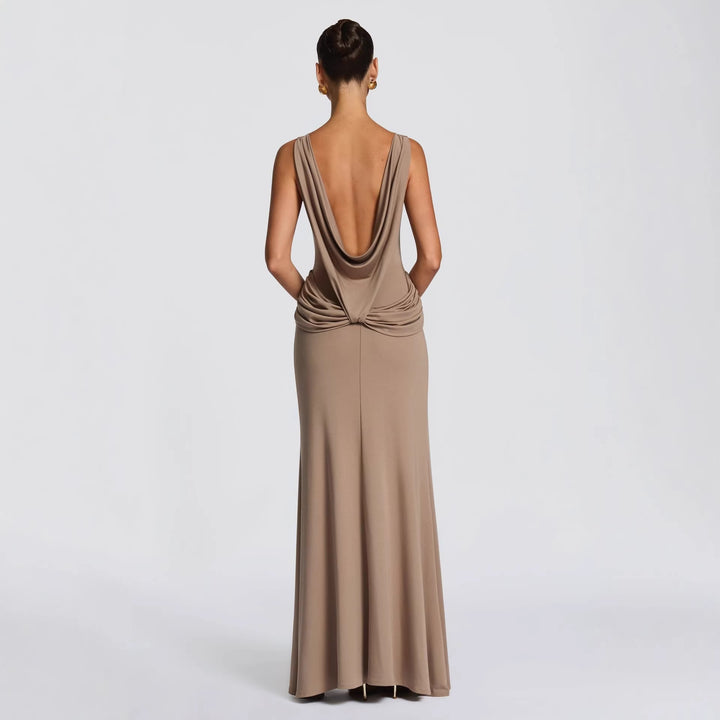 Damer elegant wrap maxiklänning med asymmetrisk volangdesign och sexig slits Mirla-Eva Jonsson