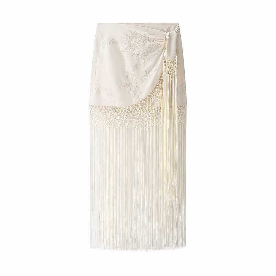 Damer elegant wrapkjol med fransar och broderier Eva Jonsson-Eva Jonsson