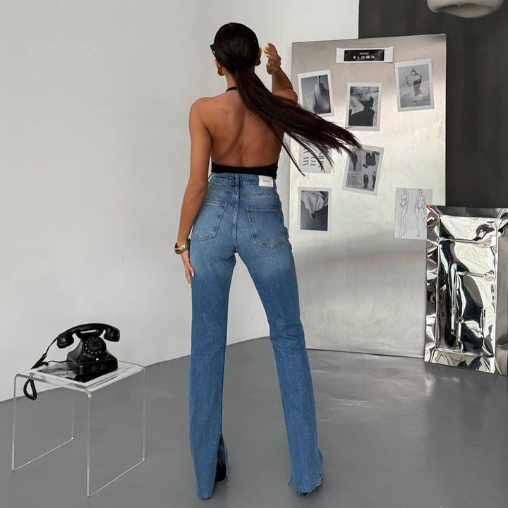 Damer eleganta High-Waist jeans med sprund Mirla-Eva Jonsson