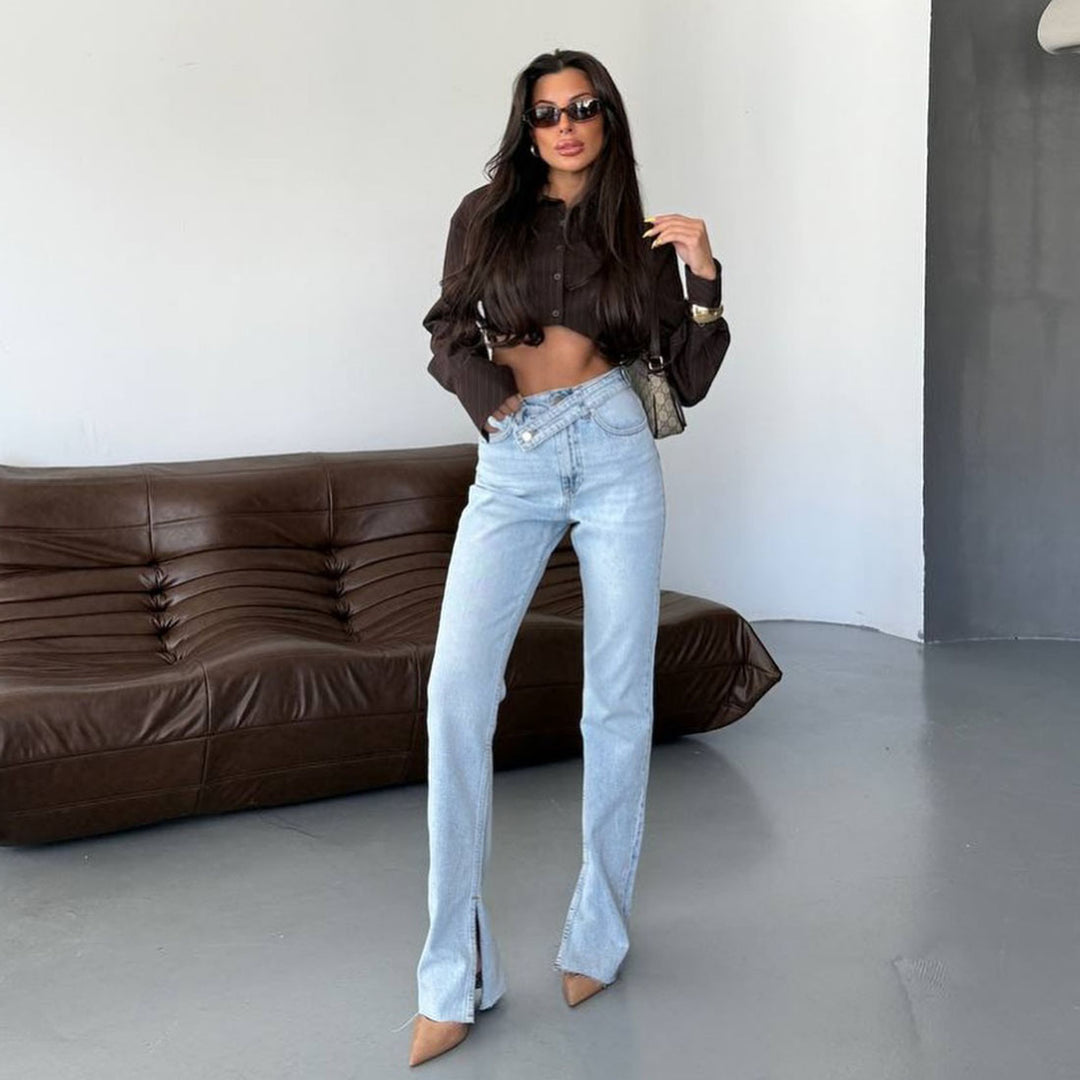 Damer eleganta High-Waist jeans med sprund Mirla-Eva Jonsson