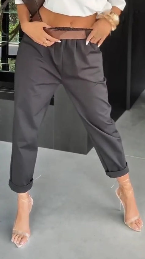 Damer eleganta High-Waist tygbyxor Eva Jonsson-Eva Jonsson