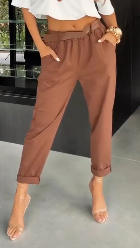 Damer eleganta High-Waist tygbyxor Eva Jonsson-Eva Jonsson
