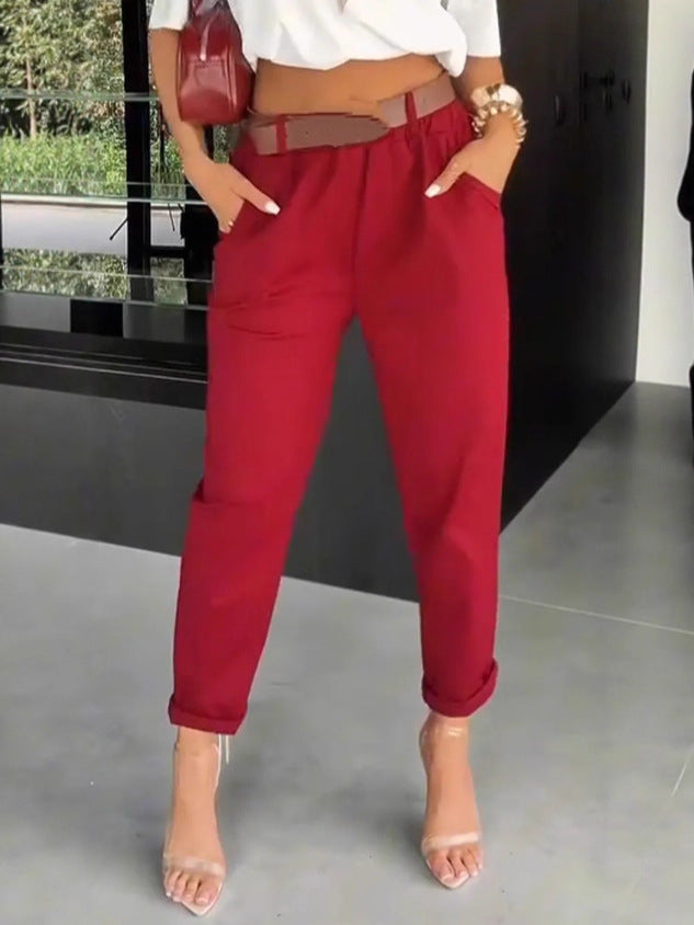Damer eleganta High-Waist tygbyxor Eva Jonsson-Eva Jonsson