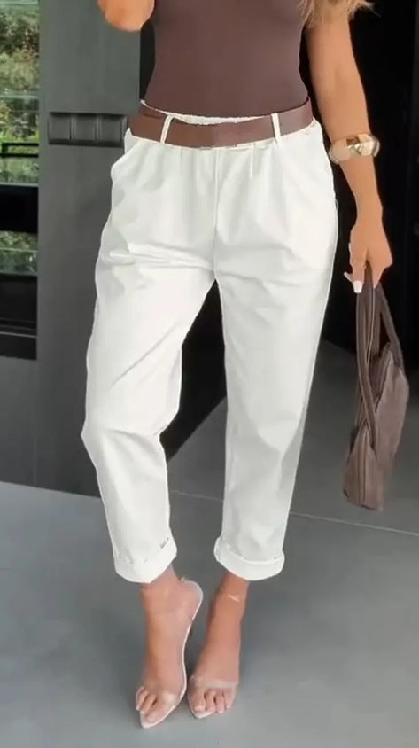 Damer eleganta High-Waist tygbyxor Eva Jonsson-Eva Jonsson