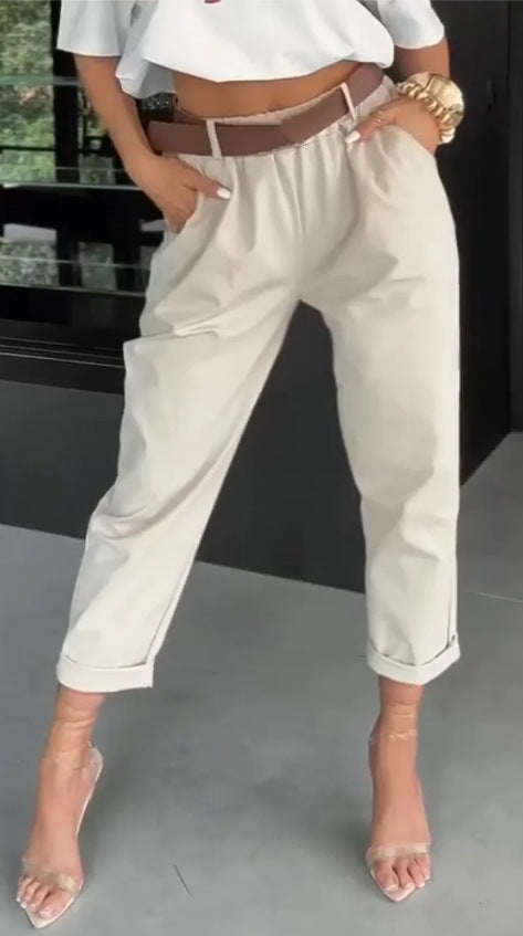 Damer eleganta High-Waist tygbyxor Eva Jonsson-Eva Jonsson