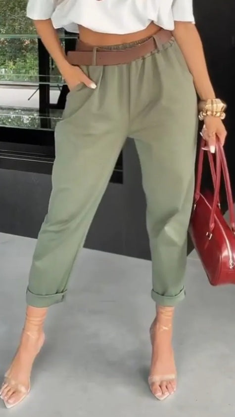 Damer eleganta High-Waist tygbyxor Eva Jonsson-Eva Jonsson