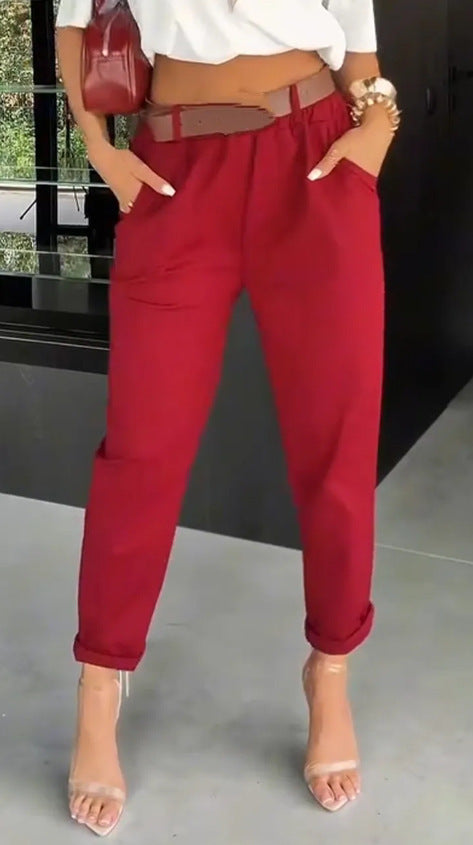 Damer eleganta High-Waist tygbyxor Eva Jonsson-Eva Jonsson