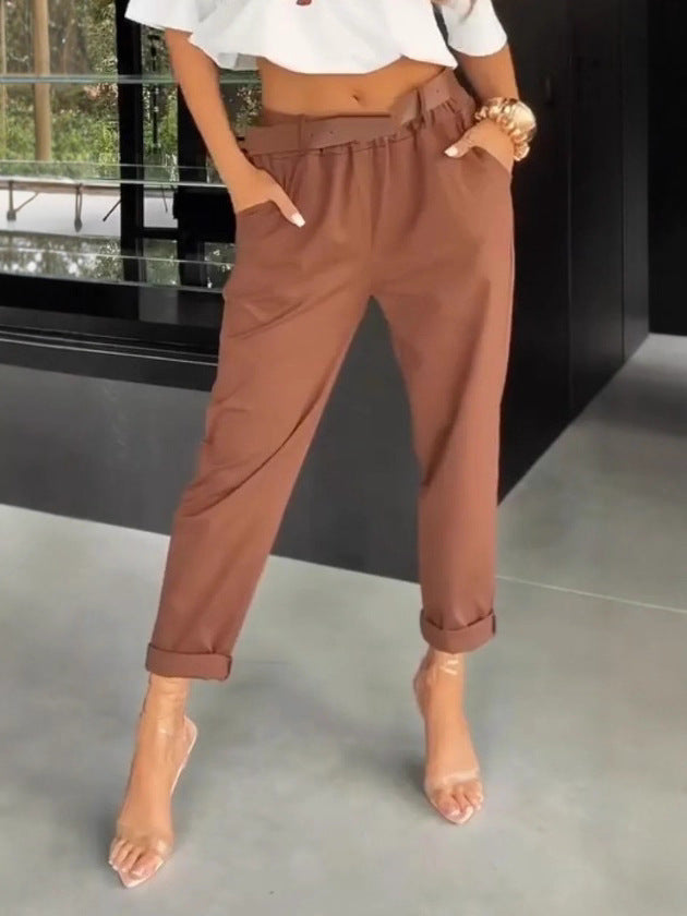 Damer eleganta High-Waist tygbyxor Eva Jonsson-Eva Jonsson