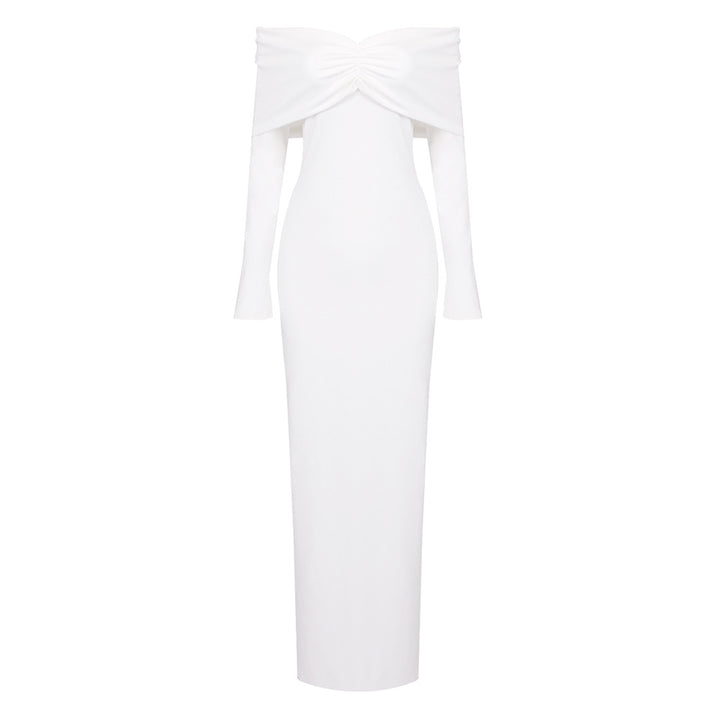 Damer eleganta Maxiklänning med off-shoulder design och lång ärm Mirla-Eva Jonsson