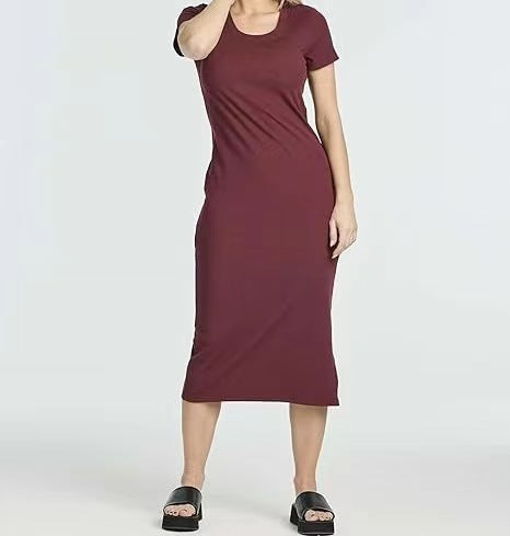 Damer eleganta Midi-klänning med korta ärmar Eva Jonsson-Eva Jonsson