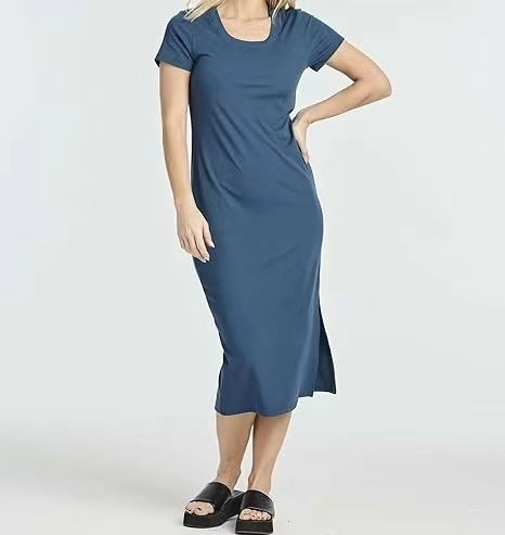 Damer eleganta Midi-klänning med korta ärmar Eva Jonsson-Eva Jonsson