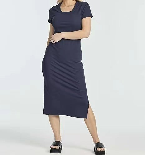 Damer eleganta Midi-klänning med korta ärmar Eva Jonsson-Eva Jonsson