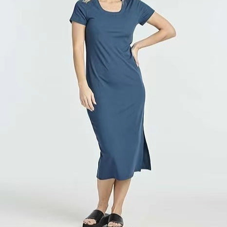 Damer eleganta Midi-klänning med korta ärmar Eva Jonsson-Eva Jonsson