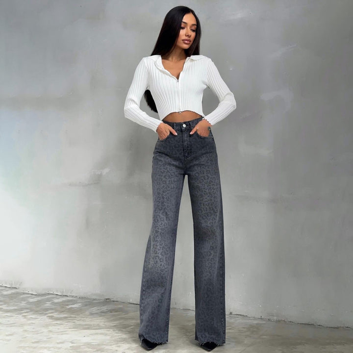 Damer eleganta Palazzo-jeans med iögonfallande leomönster Mirla-Eva Jonsson