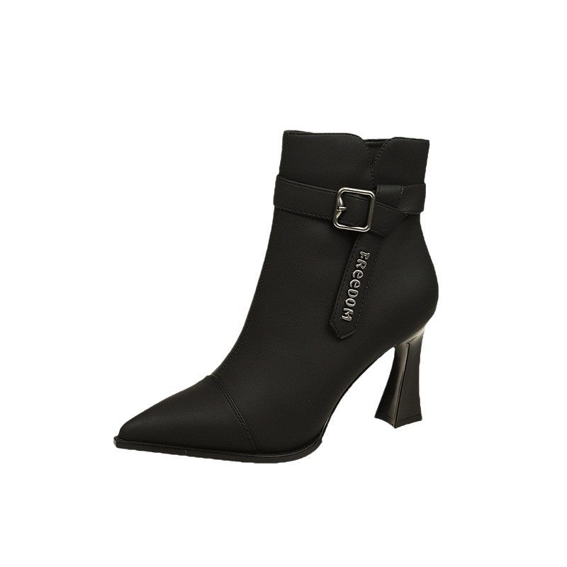 Damer eleganta ankelboots med hög klack och stiligt band Mirla-Eva Jonsson