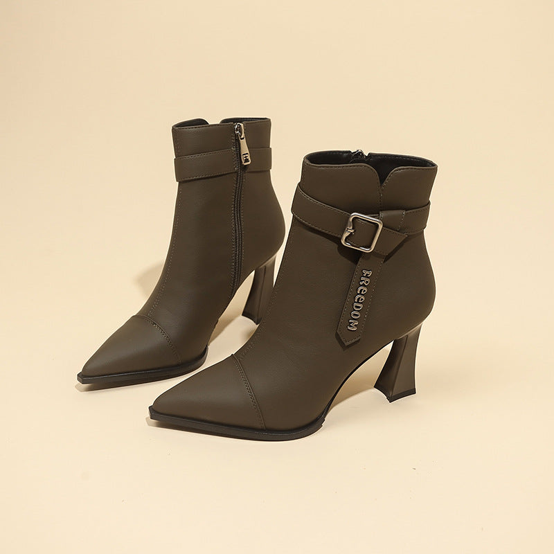 Damer eleganta ankelboots med hög klack och stiligt band Mirla-Eva Jonsson