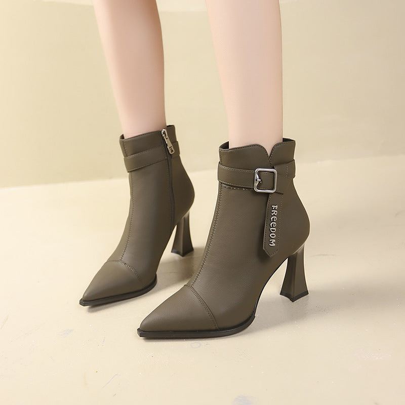 Damer eleganta ankelboots med hög klack och stiligt band Mirla-Eva Jonsson