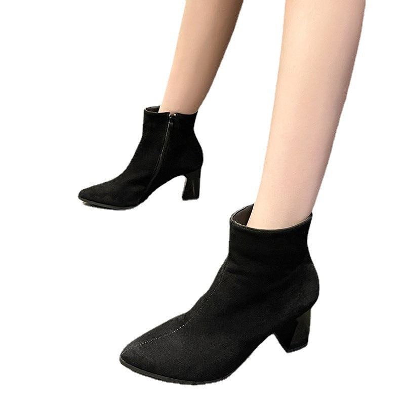 Damer eleganta ankelboots med spetsig tå och blockklack Mirla-Eva Jonsson