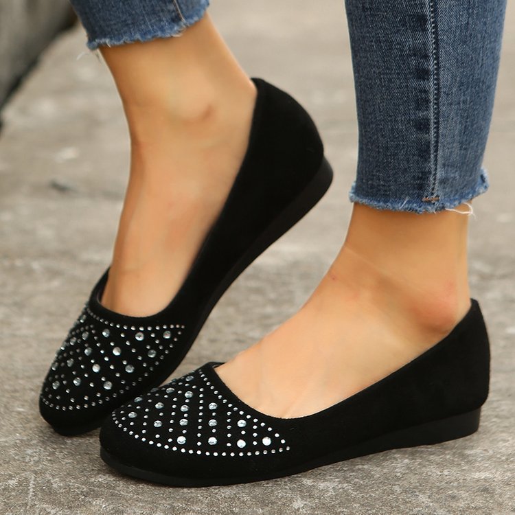 Damer eleganta ballerinas med glittrande strassdetalj och bekväm sula Mirla-Eva Jonsson