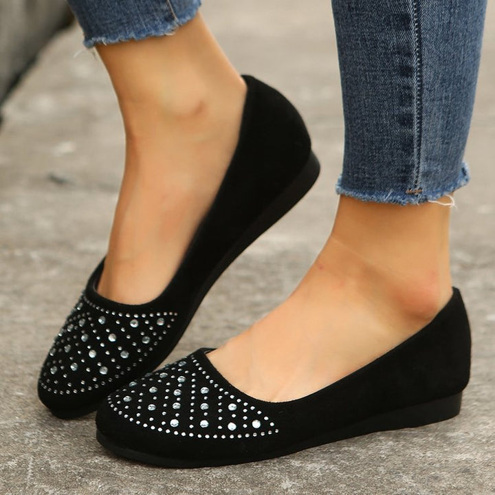 Damer eleganta ballerinas med glittrande strassdetalj och bekväm sula Mirla-Eva Jonsson