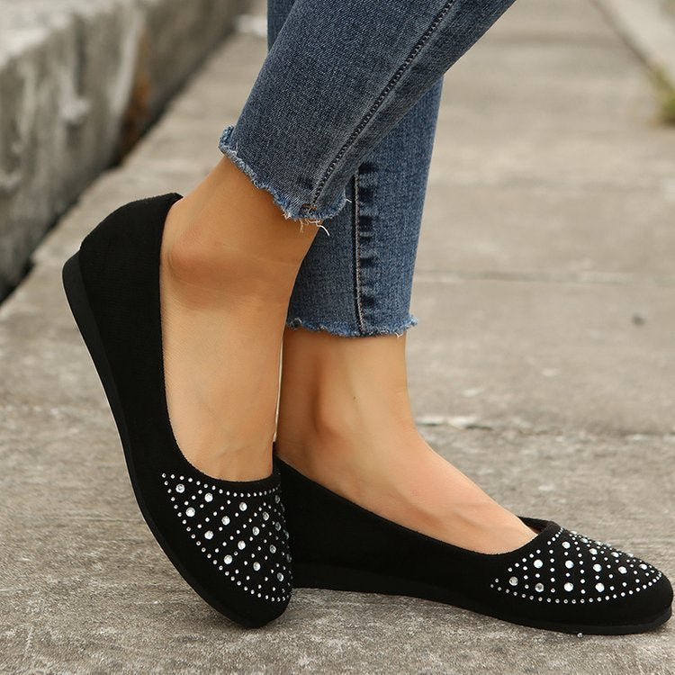 Damer eleganta ballerinas med glittrande strassdetalj och bekväm sula Mirla-Eva Jonsson