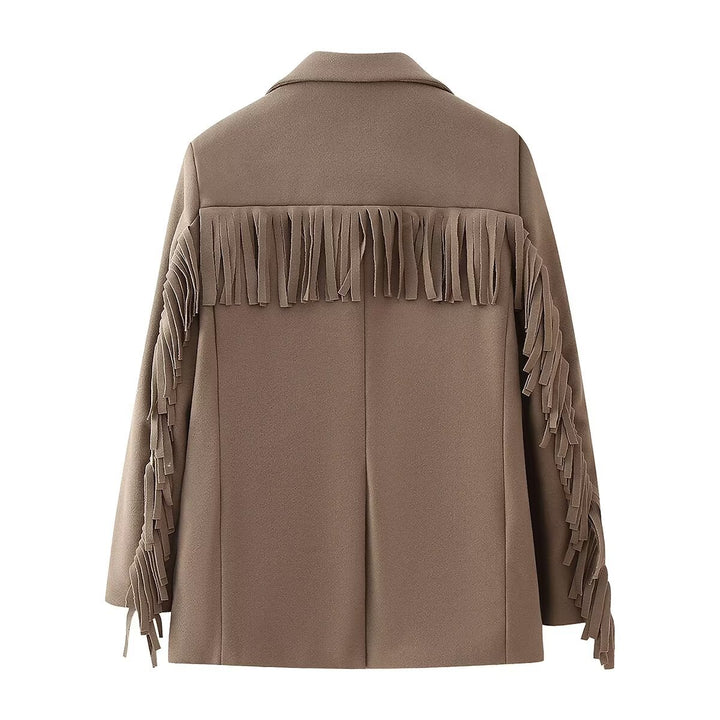 Damer eleganta blazer med fransliknande detaljer och två praktiska fickor Mirla-Eva Jonsson