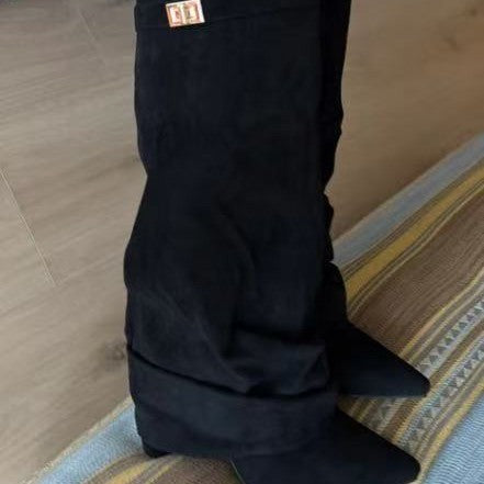 Damer eleganta knälånga stövlar med lyxigt stretchläder Mirla-Eva Jonsson