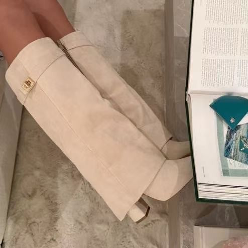 Damer eleganta knälånga stövlar med lyxigt stretchläder Mirla-Eva Jonsson