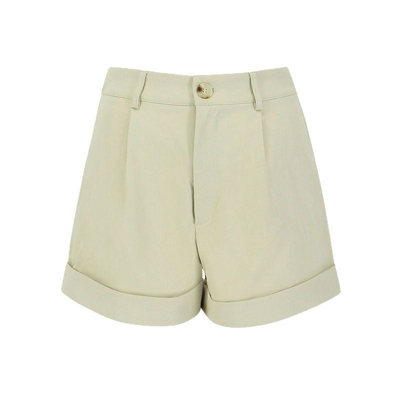 Damer eleganta korta shorts med hög midja och uppvikt fåll Mirla-Eva Jonsson