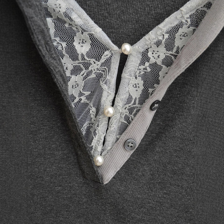 Damer eleganta långärmade topp med spetsdetaljer Mirla-Eva Jonsson