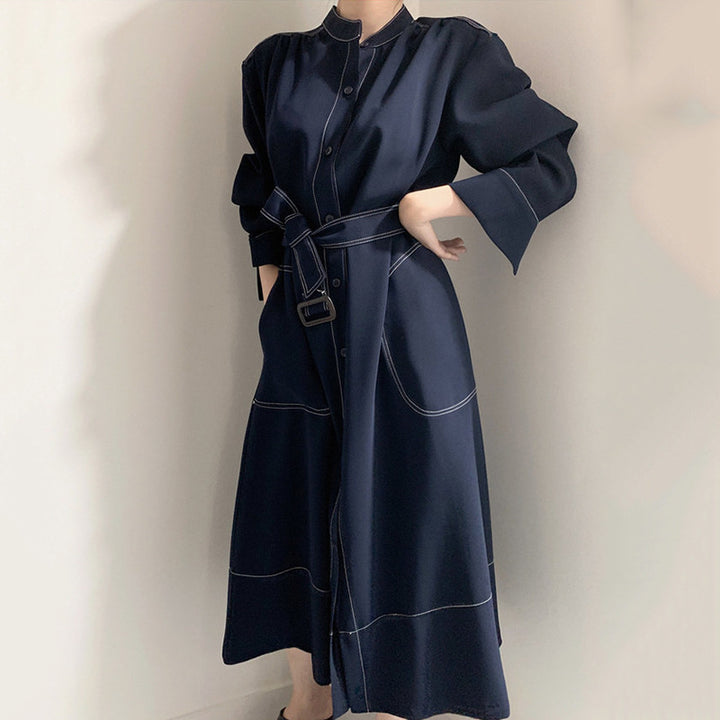 Damer eleganta maxiklänning med smal midja och strukturerade ärmar Mirla-Eva Jonsson