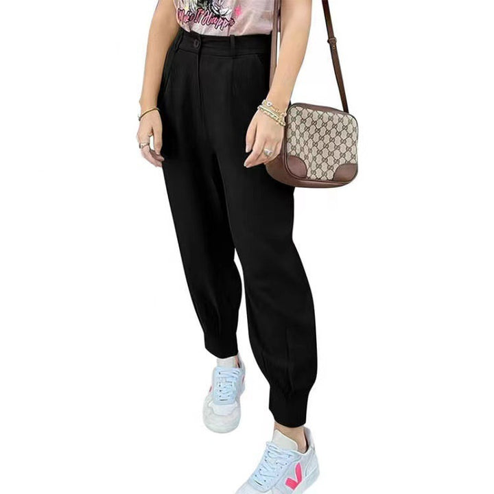 Damer eleganta och fashionabla high-waist-byxor med veck och sidofickor Eva Jonsson-Eva Jonsson